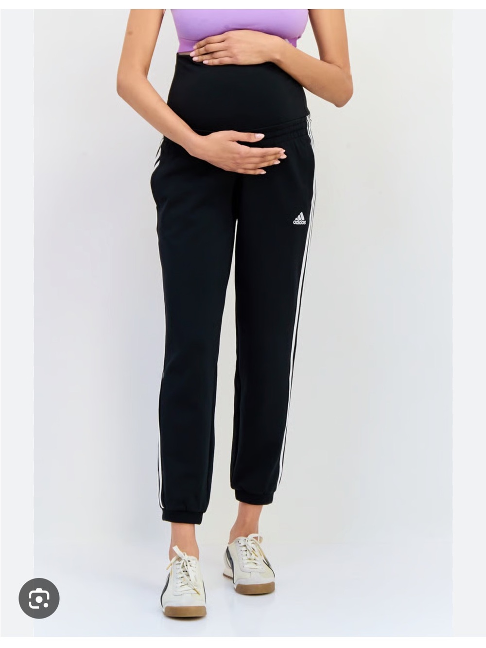 adidas Black Jogger Sweatpants with White Side Stripes